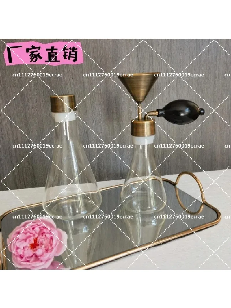 Creative Glass Scent Bottle for Aromatherapy, Brass Essential Oil Diffuser, Home SPA Decorative Perfume Vial