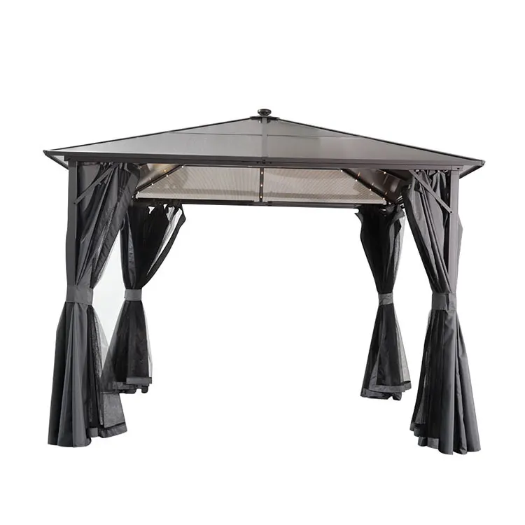MIA Luxury Pavilion Patio Garden Outdoor Waterproof Gazebos Aluminum with Mosquito Net Backyard Hardtop Iron 3x3 Gazebo