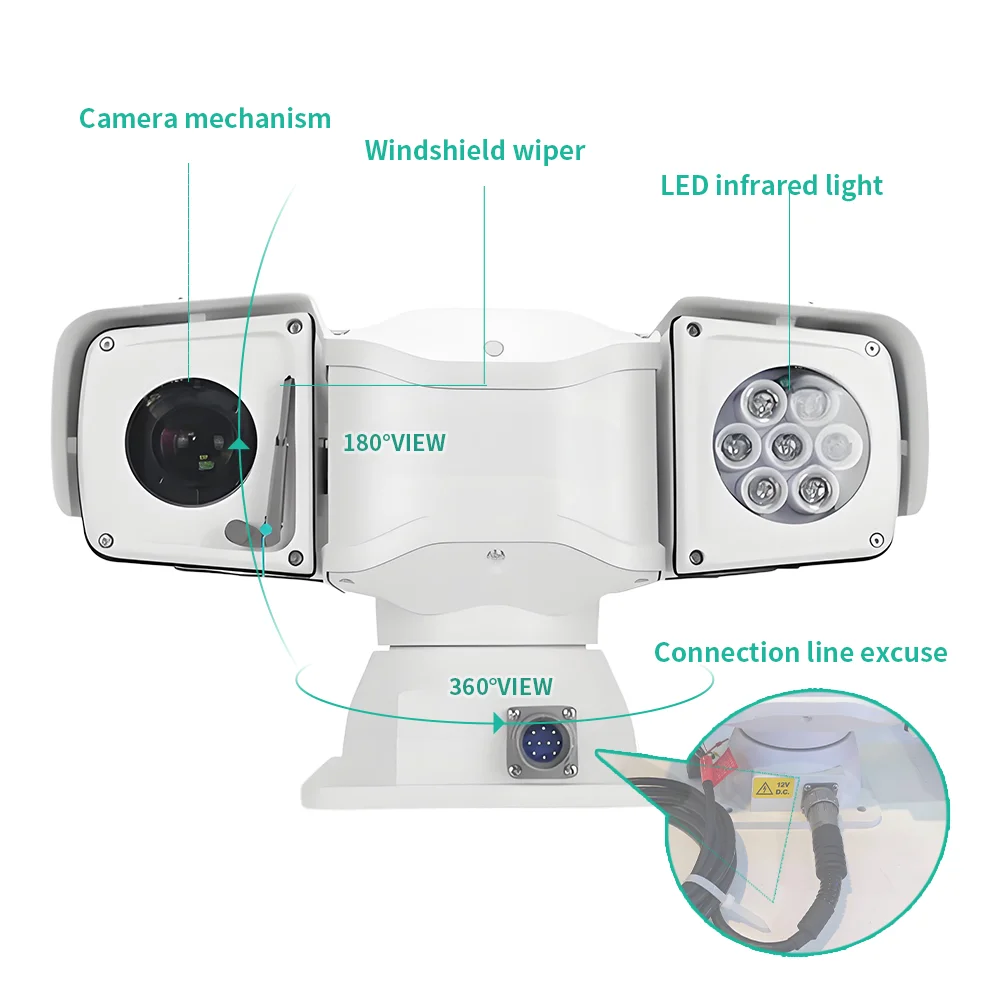 Heavy Duty Mobile PTZ Camera 2MP HD 4G Shockproof 360°Rotation H.265 For Mining Trucks & Port Terminal Boats