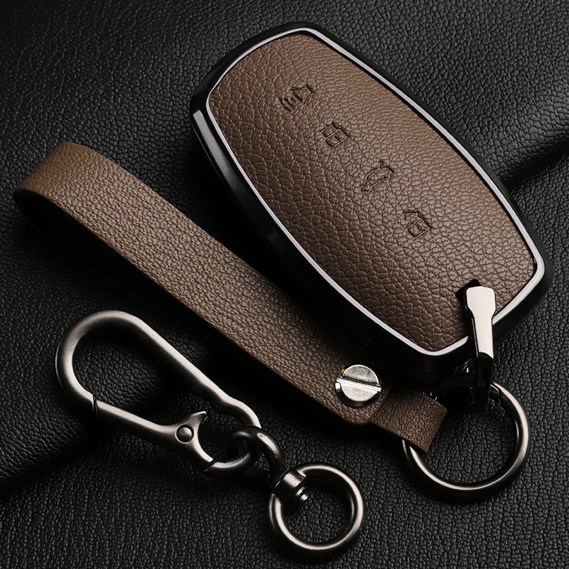 

Suitable For HAVAL H7 M6Plus 2019-2023 Simple Style Handmade Zinc Alloy +Goatskin Leather Car Remote Key Case Cover