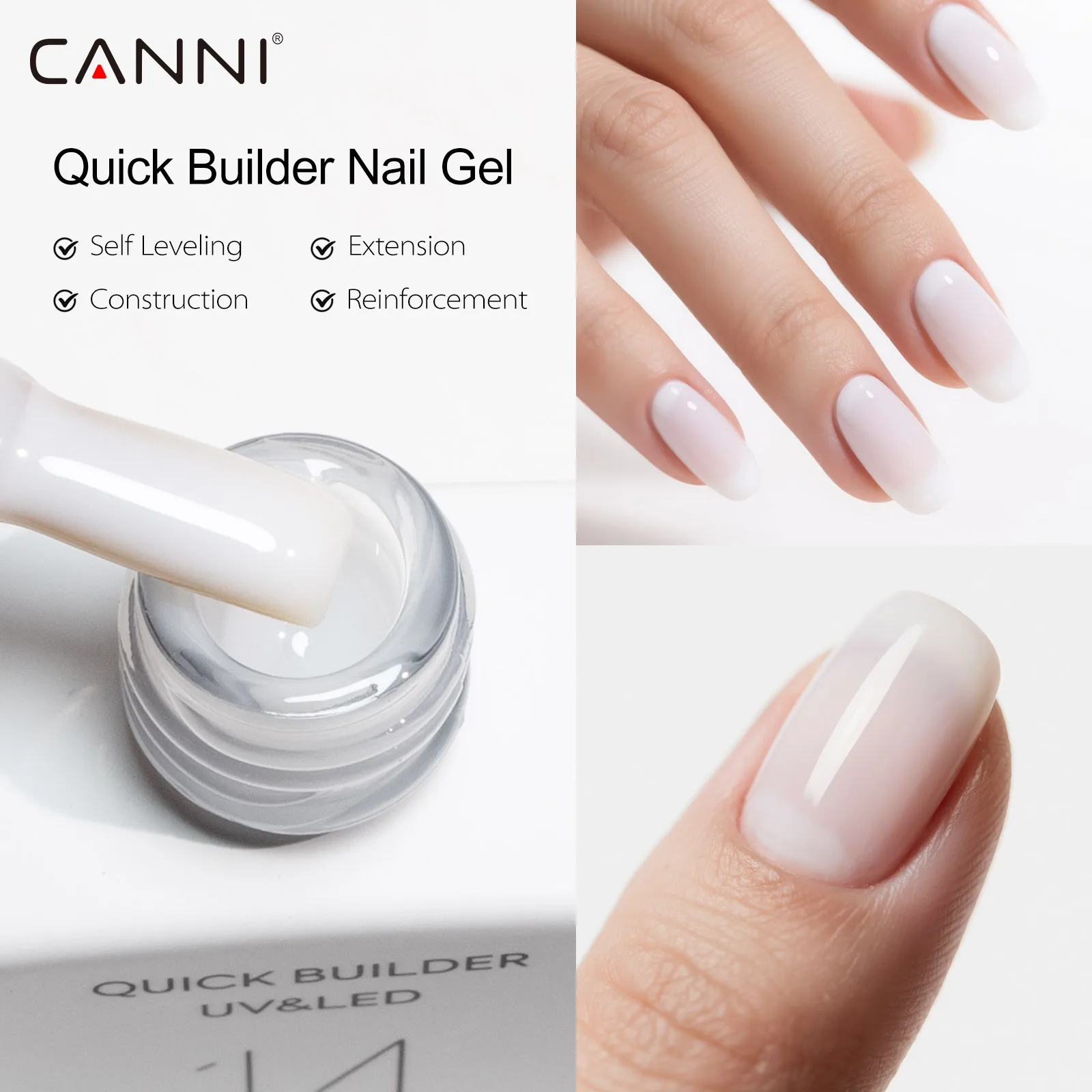 9 ml CANNI Nagelgelpoliermittel HEMA FREE TPO FREE Jelly Pink Semi Transparent Rubber Base Builder Nagelgel In Bottle Construction Gel – Detail 9