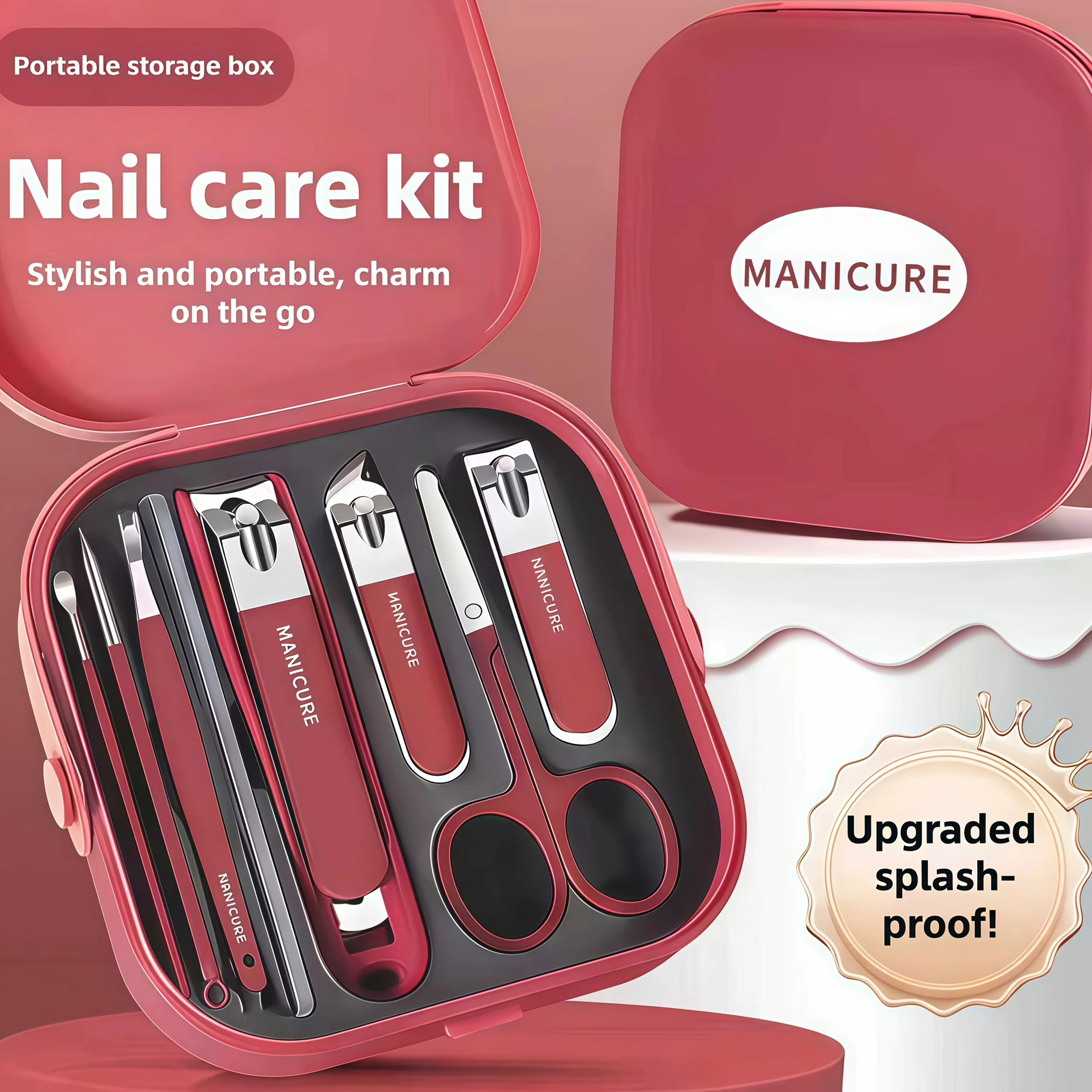 6pcs/8pcs Stainless Steel Professional Nail Care Kit | Includes Nail Clippers and Manicure Tools Portable Storage Box Ideal Gits