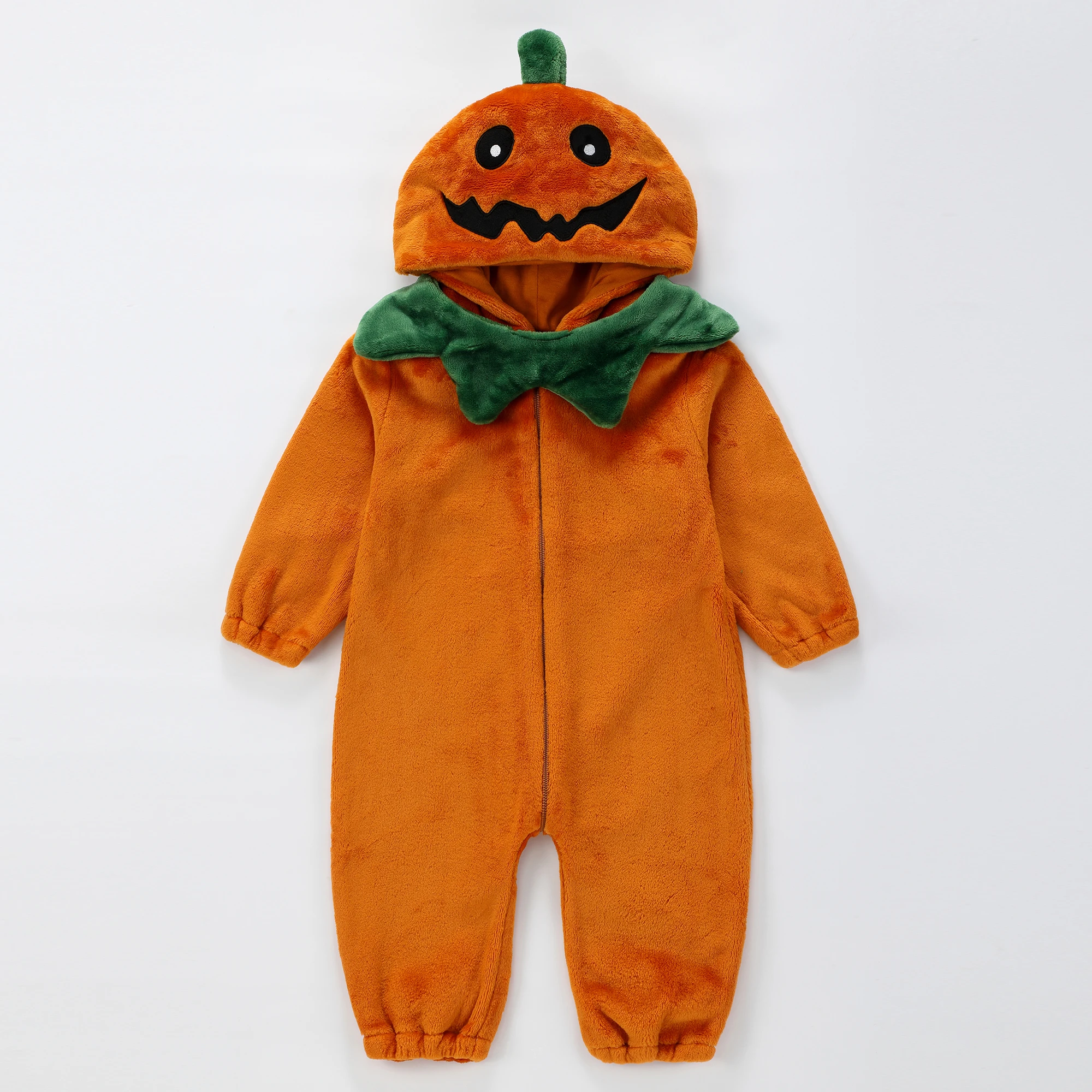 MICHLEY Halloween Kürbis Baby Cartoon Strampler Winter Neugeborenen Kapuzenkleidung Jungen Mädchen Schlafanzug Einteiler Jumpsuit für Jungen Mädchen – Detail 2