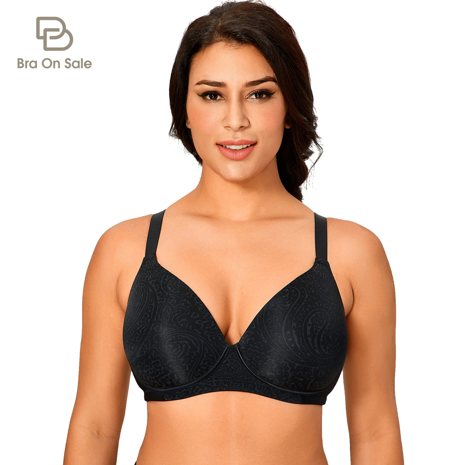 Women\'s Plus Size Jacquard Seamless Bra Full Coverage Molded Lightly Padded Wireless