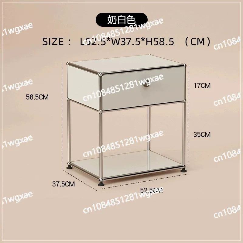 Stainless Steel Antique Bedside Table USM Modern Minimalist Storage Rack