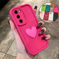 S 23 24 22 21 20 Cute 3D Love Heart Matte Case For Samsung Galaxy S24 S23 S22 S21 S20 FE Plus Ultra 5g Women Silicone Back Cover