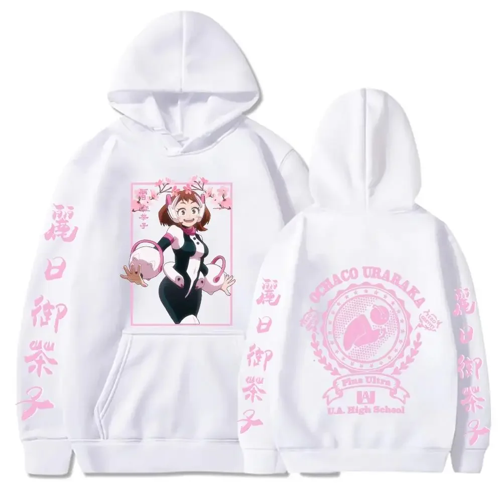 Japanese Anime OCHACO URARAKA My Hero Academia Hoodies Unisex Oversized Streetwear Harajuku Pink UA High School Print Sweatshirt