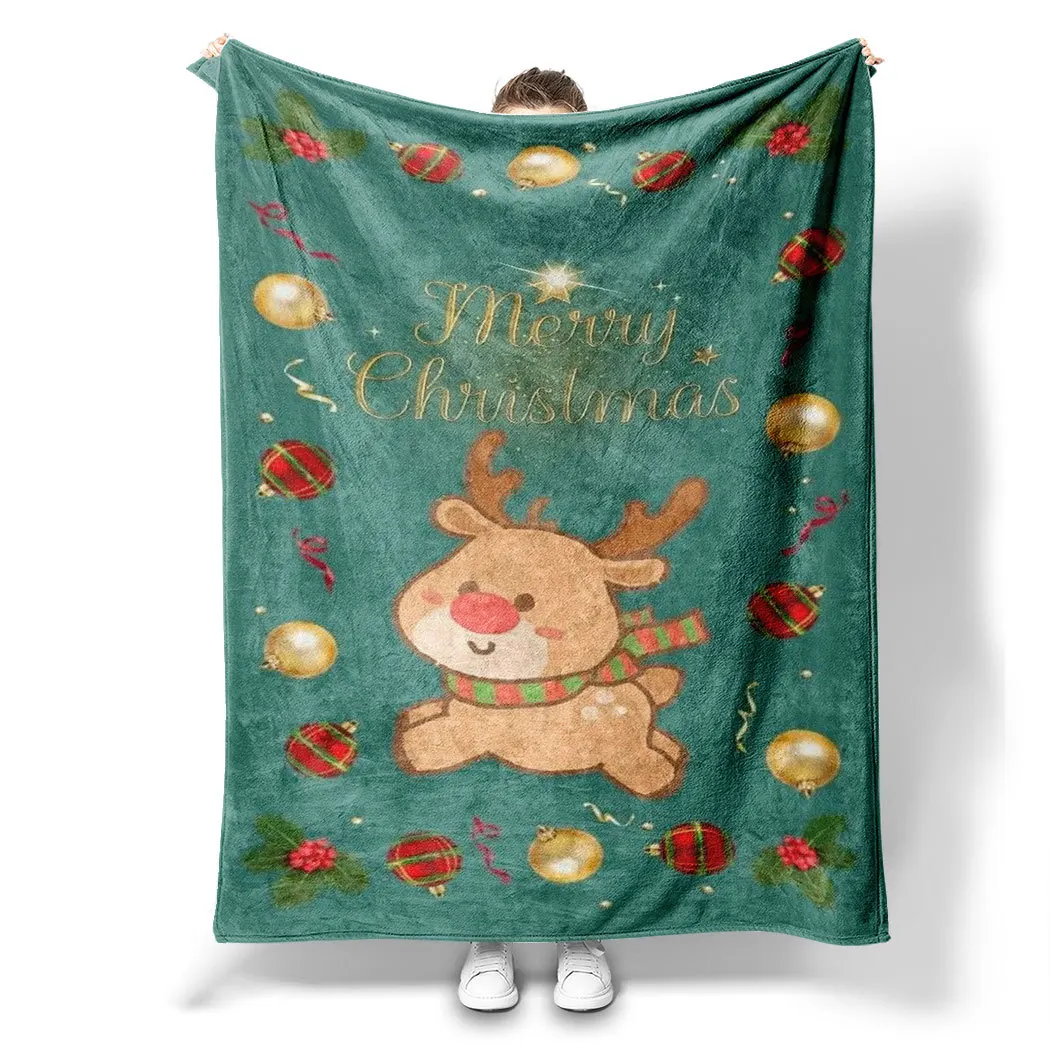 

Рождественское одеяло с принтом оленей для дивана, путешествий, кемпинга, гостиной, офиса, кондиционера, одеяло для всех сезонов, подарки