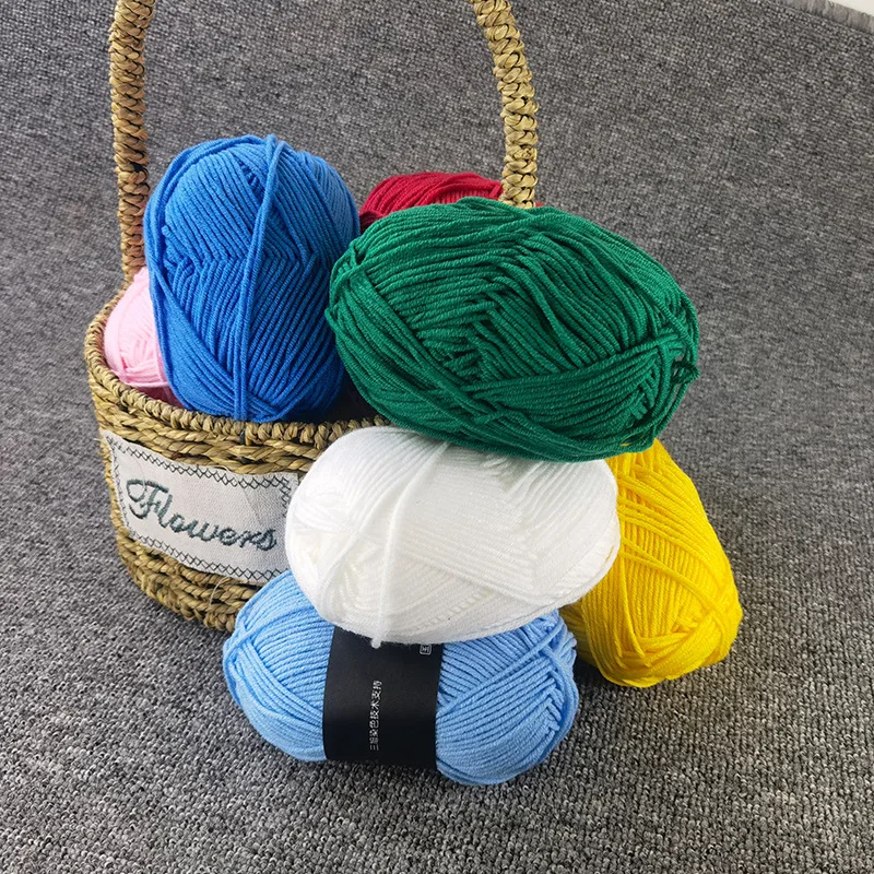 2PCS 4-ply Milk Cotton Knitting Yarn Needlework Dyed Crochet Craft Sweater Hat Dolls 
