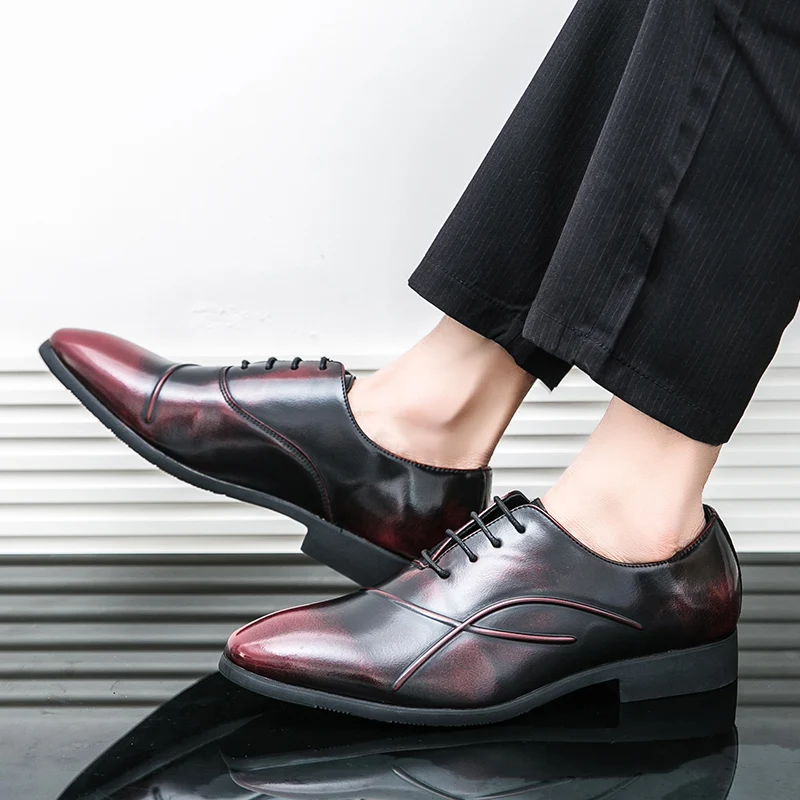 

Men's Classic Business Shoes Microfiber Leather Square Toe Lace-up Mens Dress Office Flats Men Fashion Wedding Party Oxfords