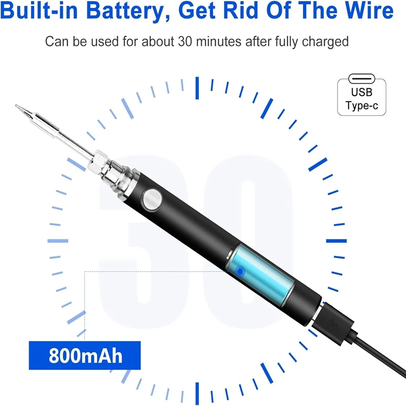 Cordless Soldering Iron Tool Pen Portable USB 5V 8W Electric Powered Kit Rechargeable and Temperature Adjustment