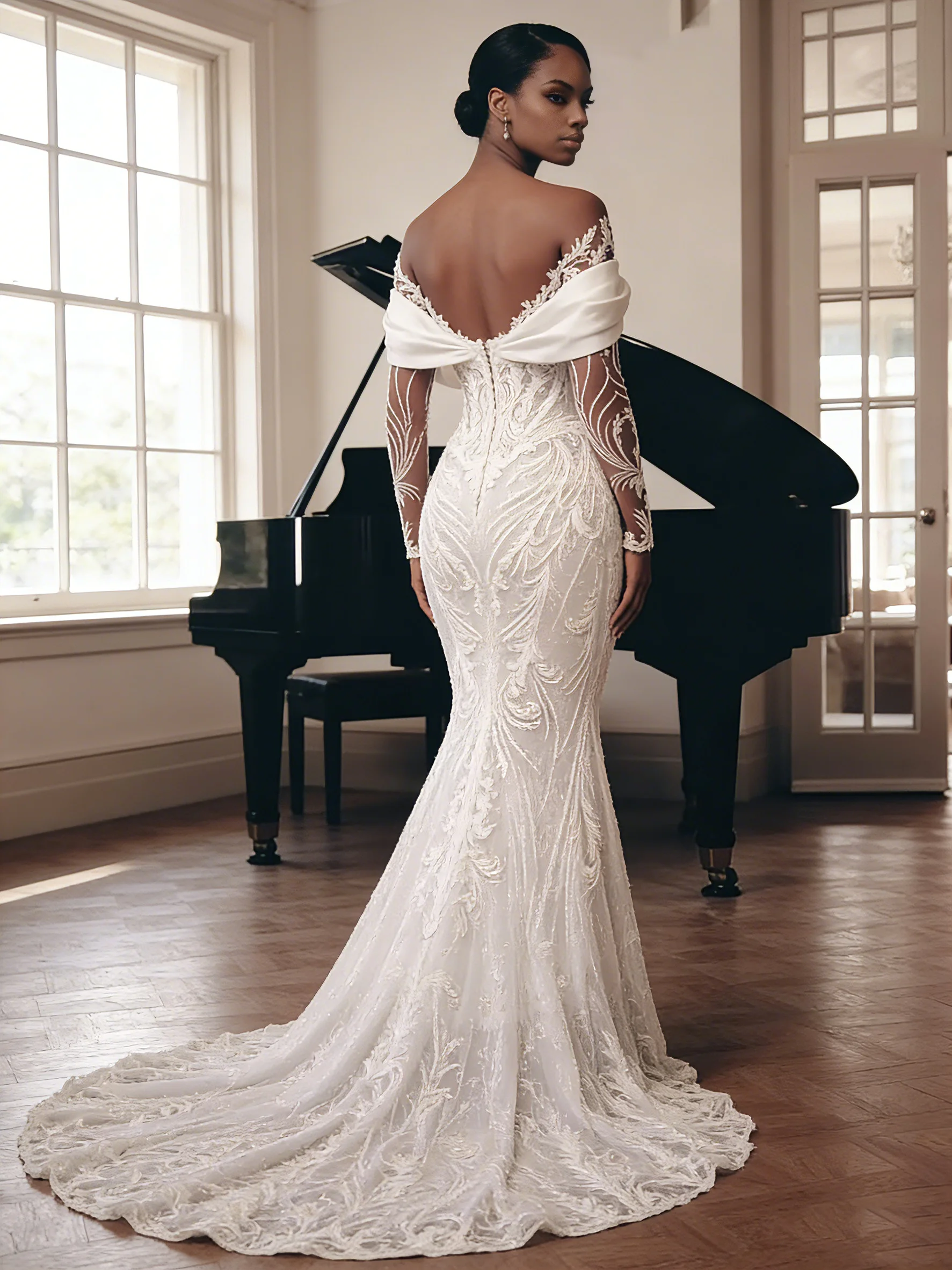

Customized Luxury Mermaid Wedding Dresses Robe De Marriage Removable Train 2 In 1 Lace Applique Bridal Gowns Vestido De Novia