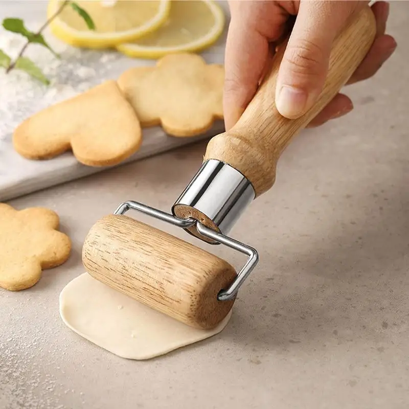 Rolling Pins With Handles Wooden Dough Roller For Baking Dough Pizza Cookies Washable Non Stick Rolling Pins For Home Restaurant