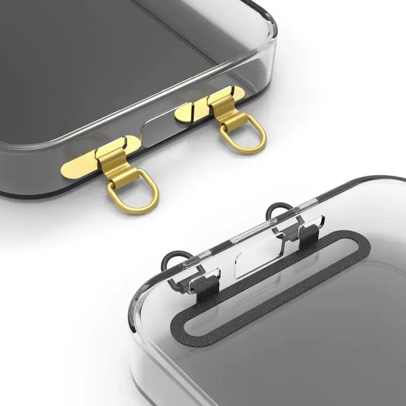 4/1Pcs Ultra Thin Metal Lanyard Patch For iPhone 16 15 14 13 Dual Hole Phone Case Hanging Card Stainless Steel Connector Gasket view 3
