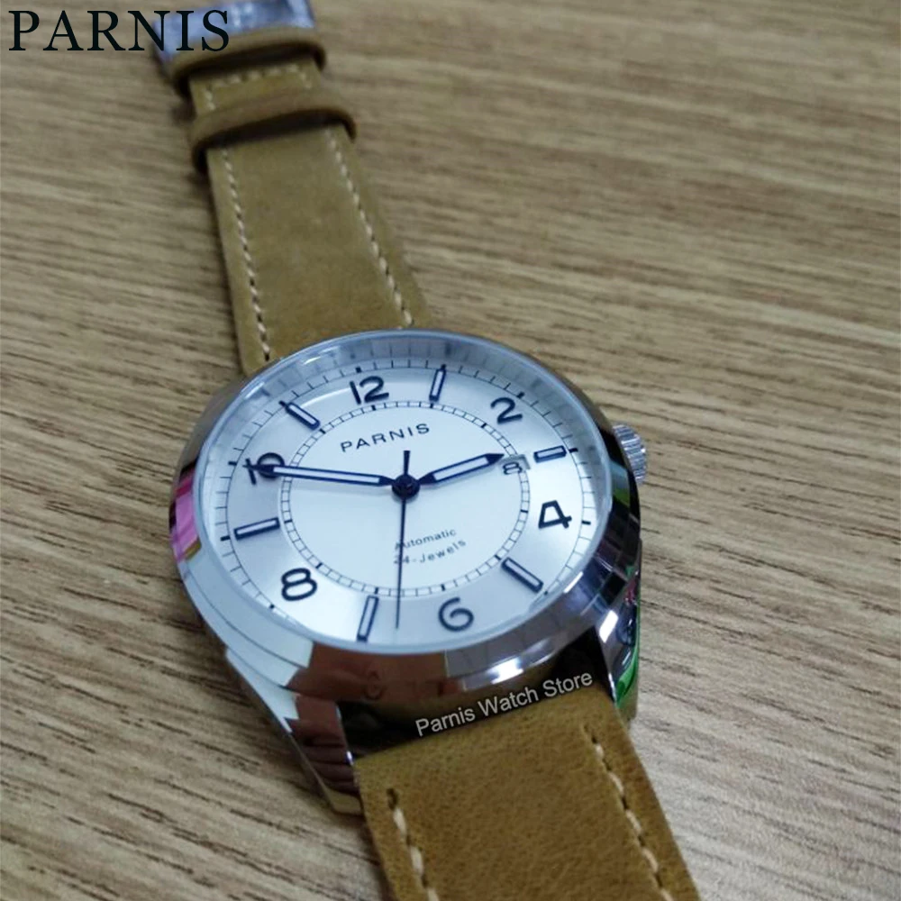 Parnis 42mm Japan 24 Jewels NH35 Automatic Movement Men's Mechanical Watch Sapphire Crystal 5 ATM