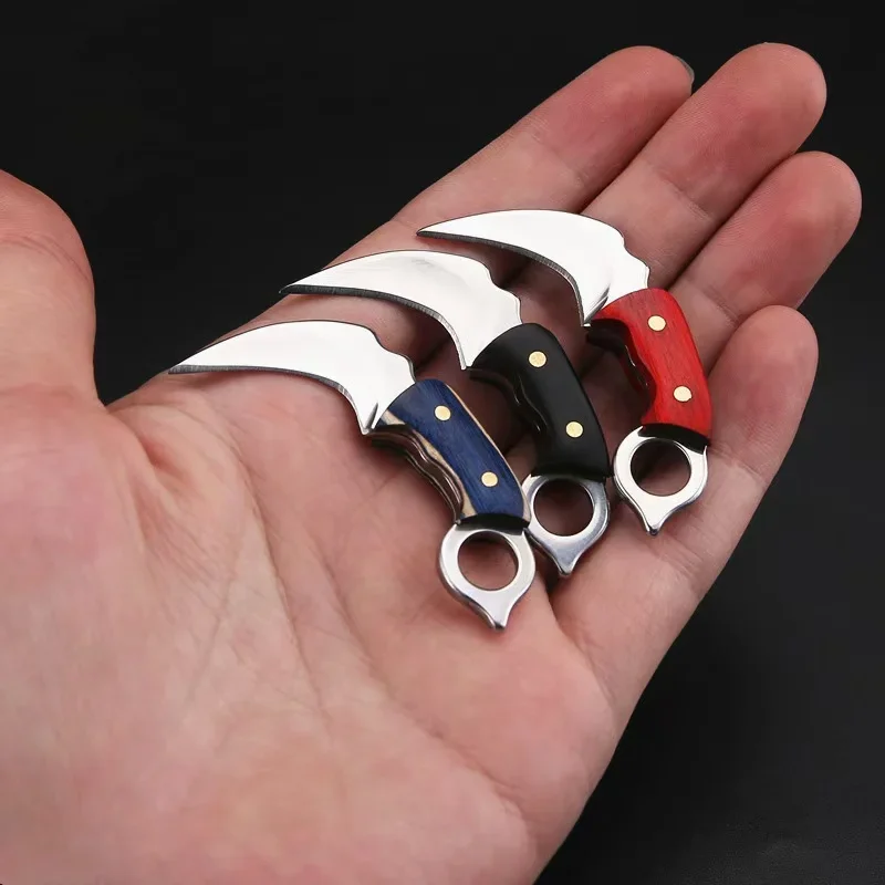 Neue Mini Holz Griff Schlüsselbund Taschenmesser Edelstahl Camping Kleine Mini Tragbare Messer Schäler Feste Klinge Multi EDC Werkzeug
