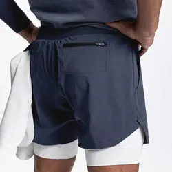 Shorts de course respirants pour hommes, culotte de musculation, double couche, plage, été, fitness, sport, 2 en 1