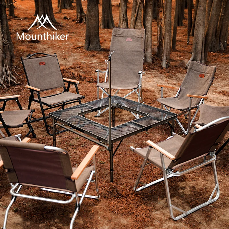 

MOUNTAINHIKER Outdoor Folding Combination Table Detachable Rounding Table Camping Table Portable BBQ Cooking Kitchen Iron Table