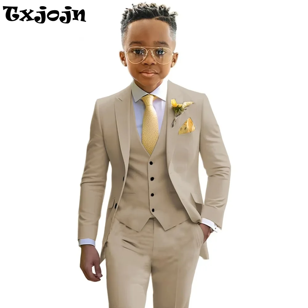 Formal Boys Suits Wedding Tuxedo 3 Pieces 2-20T Kids Slim Fit Jacket Vest Pants Birthday Party Sets School Performance Outfit