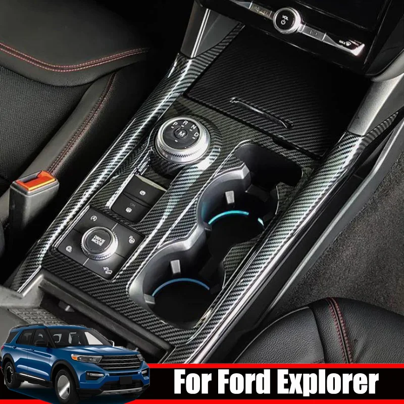 LHD For Ford Explorer 2020 2021 2022 Interior Accessories ABS center Console Gear Shift Panel front water cup holder Cover