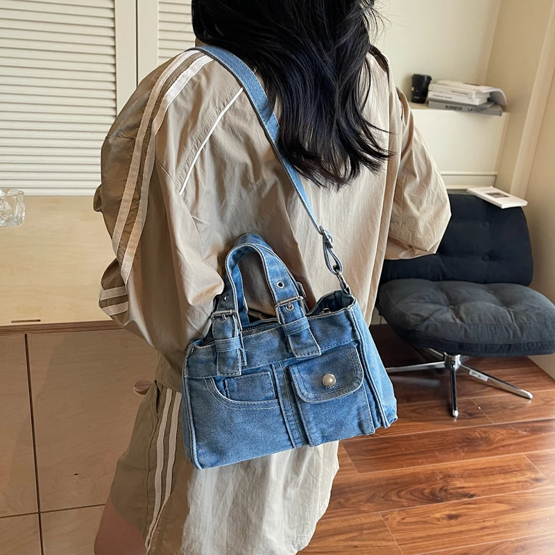 

Small Denim Women's Bag Jeans Tote Bag Luxury Messenger Bag Y2K Shoulder Bag School Eco Bag Korean Shopping Female Handbags Ins