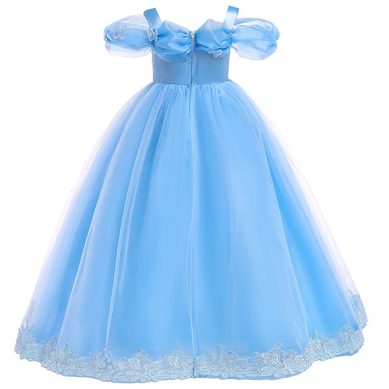 Cinderella Blue Pink Dress Girl Carnival Party Gown Cosplay Costumes And Accessories Summer Clothing Kid Birthday Princess Dress