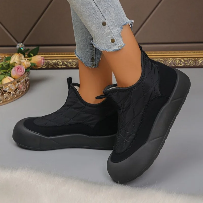 المطاط شقة جولة تو الفم العميق الاصطناعي قصيرة أفخم عارضة منتصف الكعب (3-5 سنتيمتر) منخفضة أعلى الانزلاق على الأحذية الجوارب