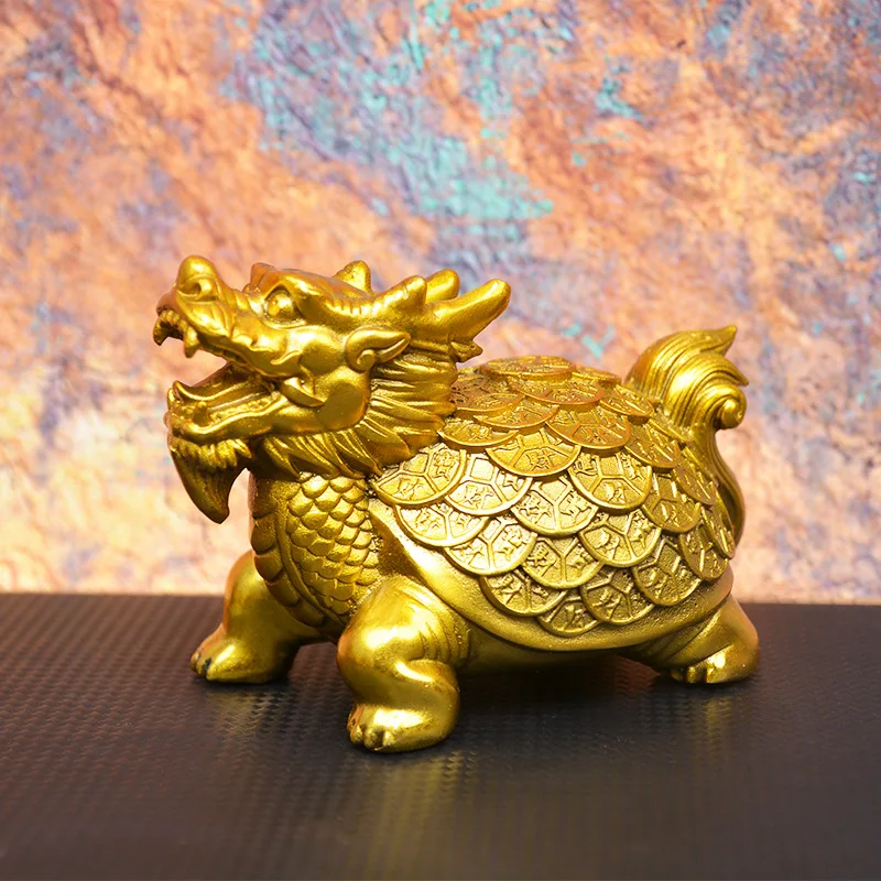 All-brass Golden , office entrance decoration, dragon turtle, bronze ornament, gift item