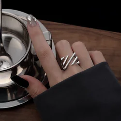 Simple Square Hollow Twill Ring For Women Fashion Geometric Handmade Irregular Strip Ring Party Jewelry Gift