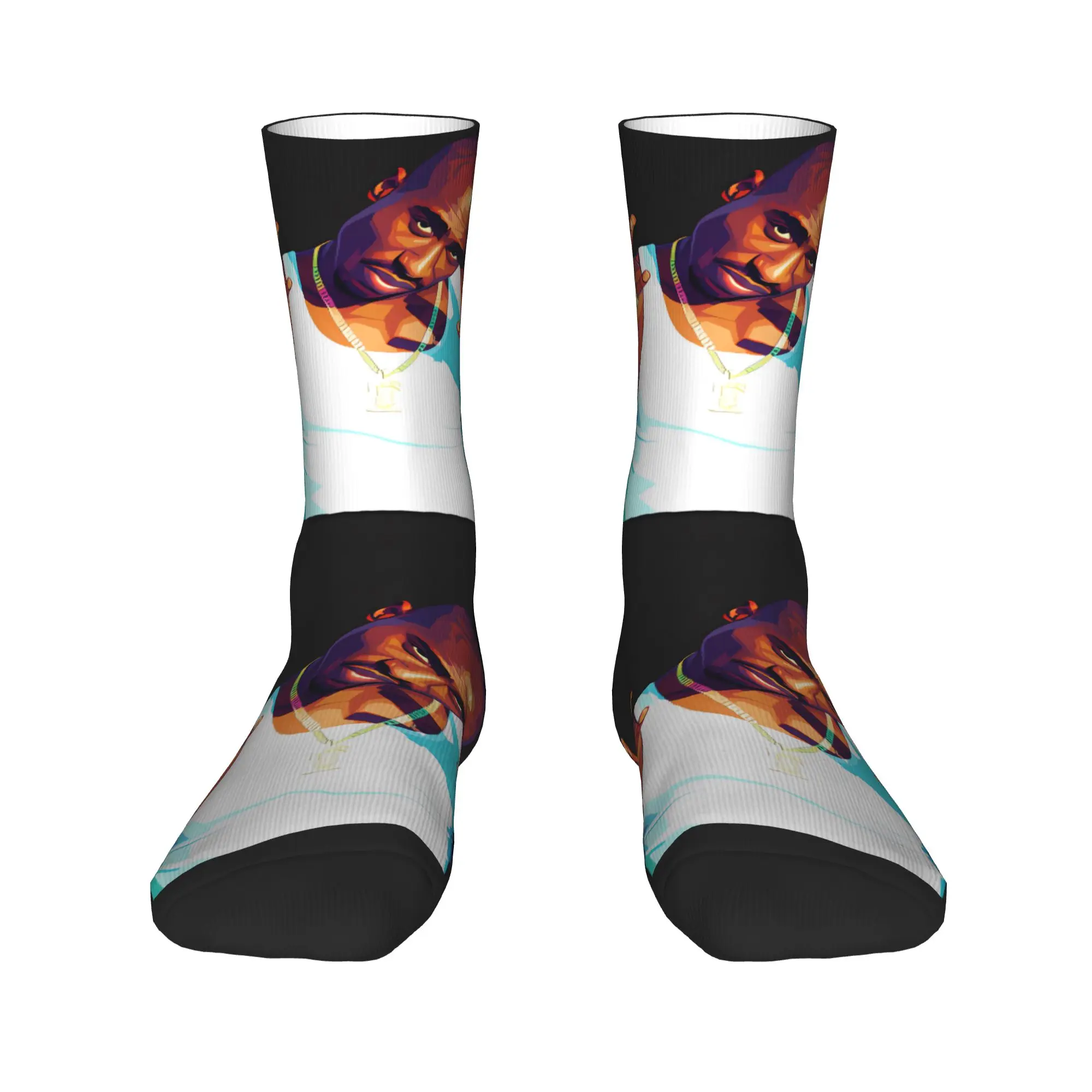 2 Tupac Shakur Pac Socks  Graphic Stockings Non Skid Men Socks High Quality Winter Funny Running Socks