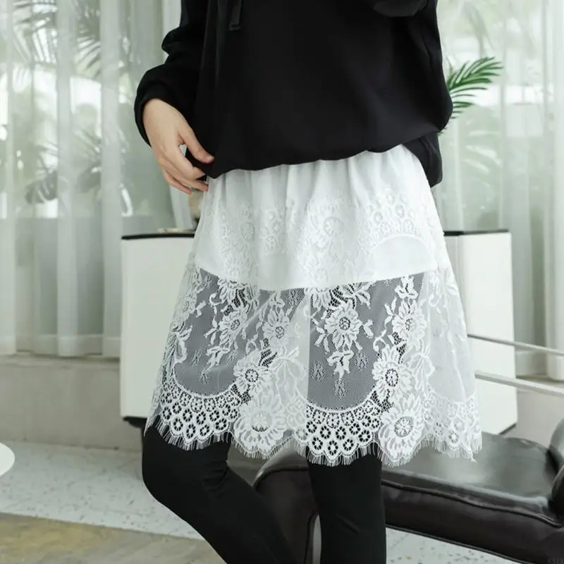 831A Contemporary Layered Half Skirt Lace Soft Lace Fabric Party Covering Overskirt Hip Scarf for Elegant Women and Girls