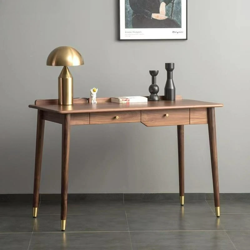 

Customizable desk black walnut simple white oak study table modern led luxury office computer desk