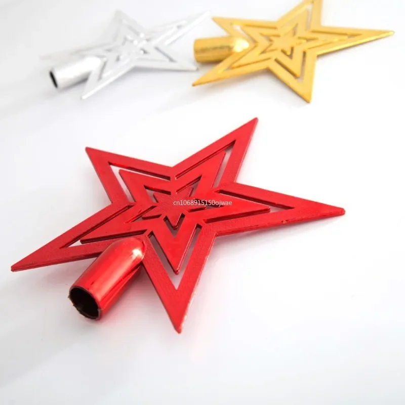 1PCS Christmas Day Christmas Tree Plating Tree Top Star Decoration Gold and Silver Five-Pointed Star Hanging Decoration 슈퍼마리오