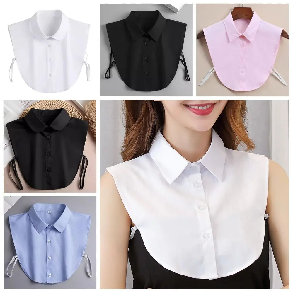 Fashion Cotton Fake Collar Adjustable Straps Convenient Detachable Collar Solid Color Versatile Half Shirt Style Fake Collar
