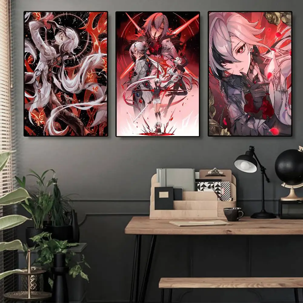 Genshin Impact Arlecchino Whitepaper Poster, HD-Qualität, Poster, Wandkunst, Gemälde, Arbeitszimmer, Wanddekoration