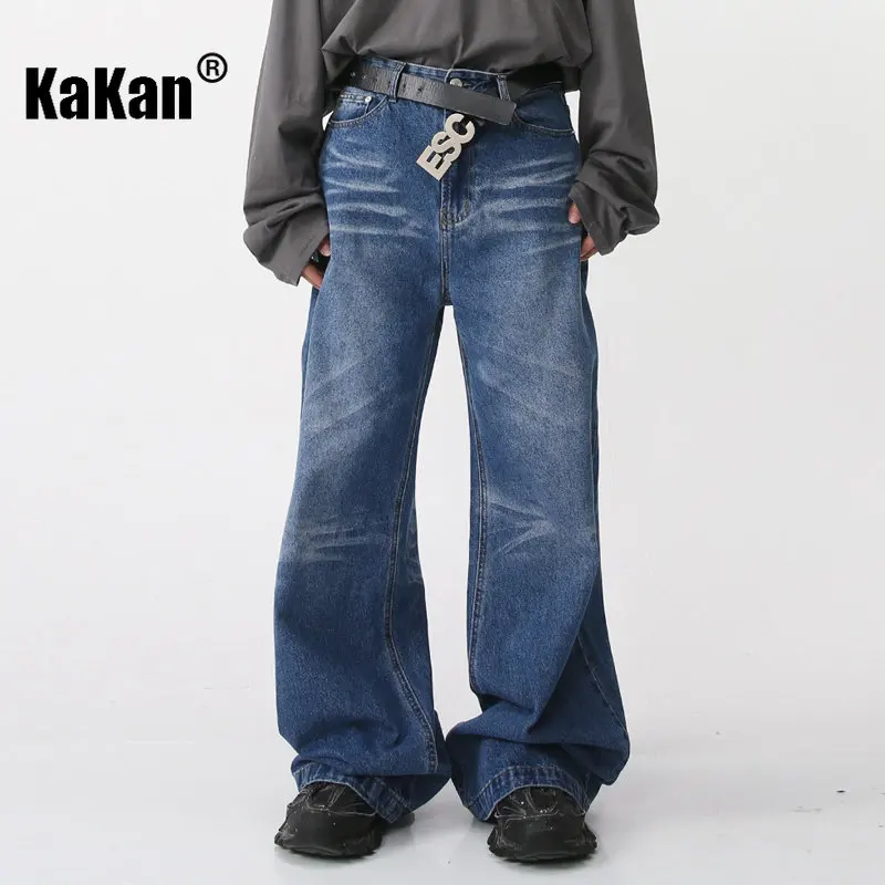 Kakan-nuova versione coreana Jeans larghi a gamba larga per uomo, Jeans Casual blu neri popolari per giovani K50-045