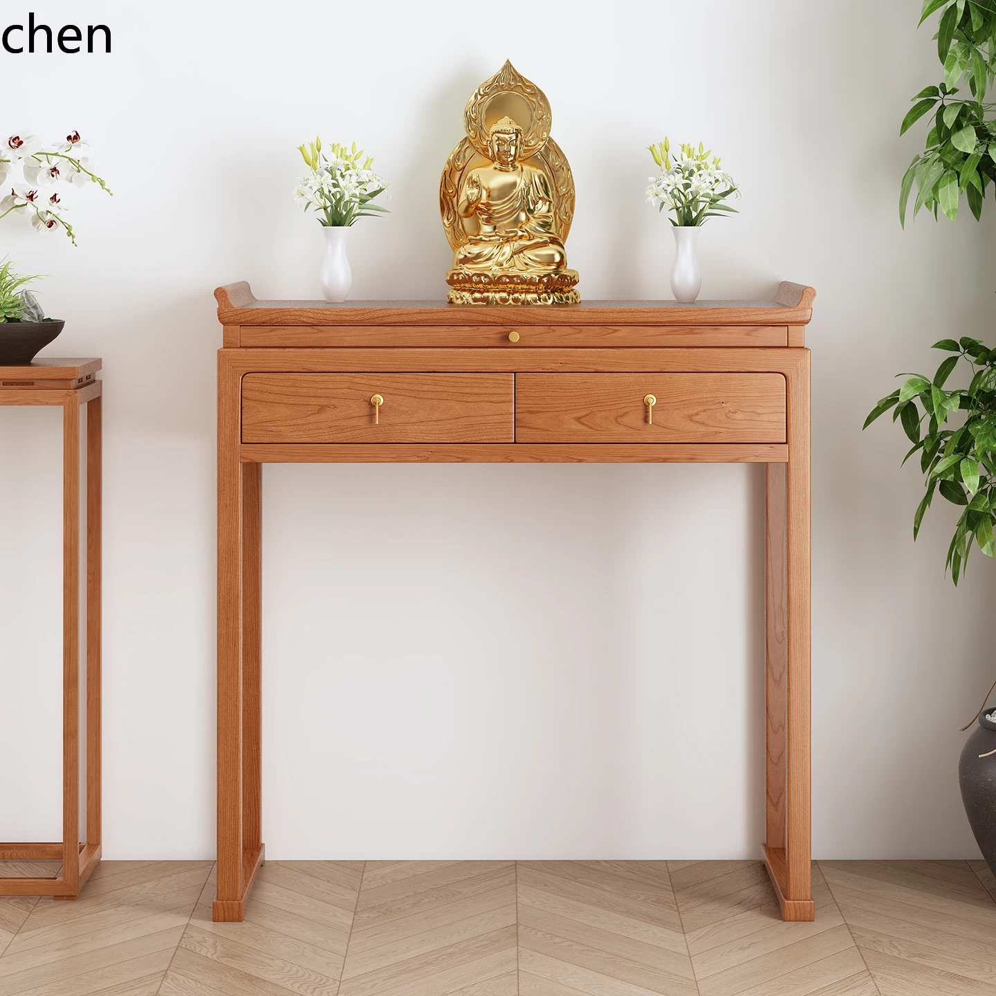 

ZML cherry wood offering table Shentai household solid wood offering table Buddha Taiwan incense case living room small