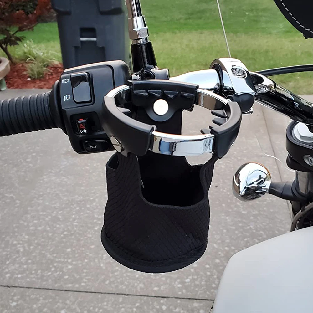 

Motorcycle Cup Holder with 360°Swivel Ball-Mount Large Boat Drink Holder with Basket Metal Handlebar Mount For Bike