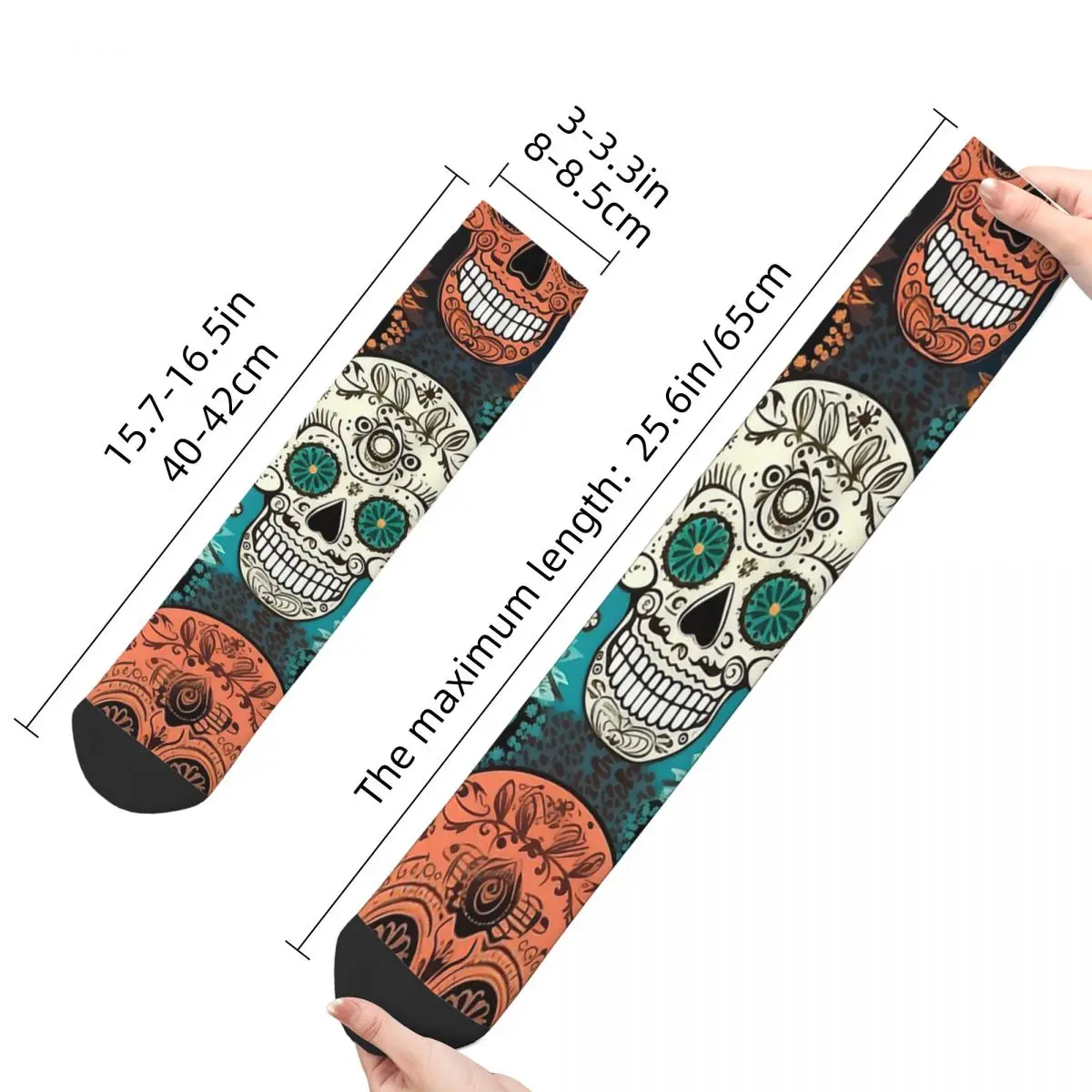 Vintage Mexican Sugar Skull Pattern Men's Socks Sugar Skull Unisex Novelty Pattern Printed Crazy Crew Sock Gift