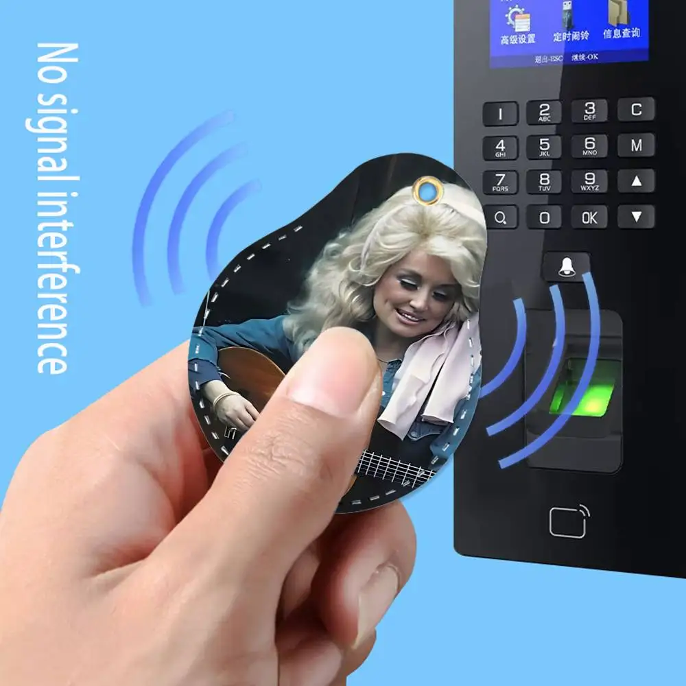 Retro Classic D-Dolly P-Parton Leather Keychain Card Holder For Airtag & Access Cards Modern Bus Pass