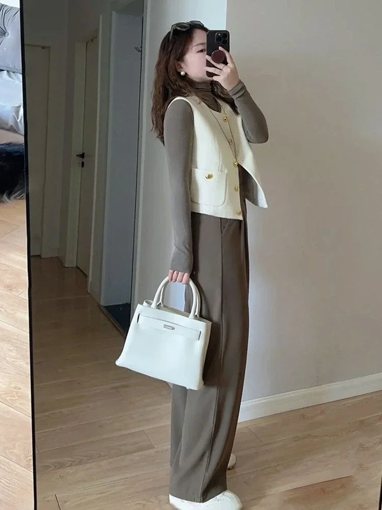 

Luxury French Style Blazer Vest Women's Autumn Blazer Vest Slimming Open Front Blazer Vest for Professional Casual Outfits