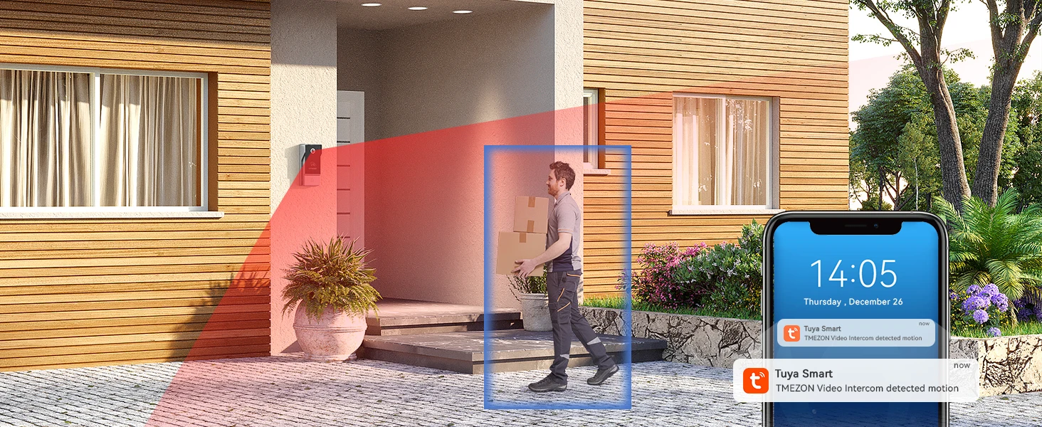 TMEZON Digitales Video-Gegensprechsystem für Zuhause, 7-Zoll-WLAN-Monitor, 1080P-Türsprechkamera, Video-Türklingel, Karte, Tuya-Entsperrung – Detail 3