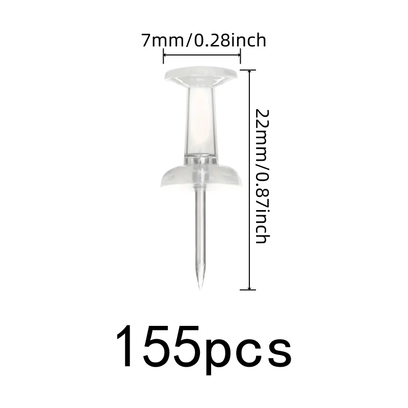 155 pcs Transparent Push Pins, Easy Push Sharp Pin, suitable for Calendar Pinning, Reusable Durable, Multipurpose