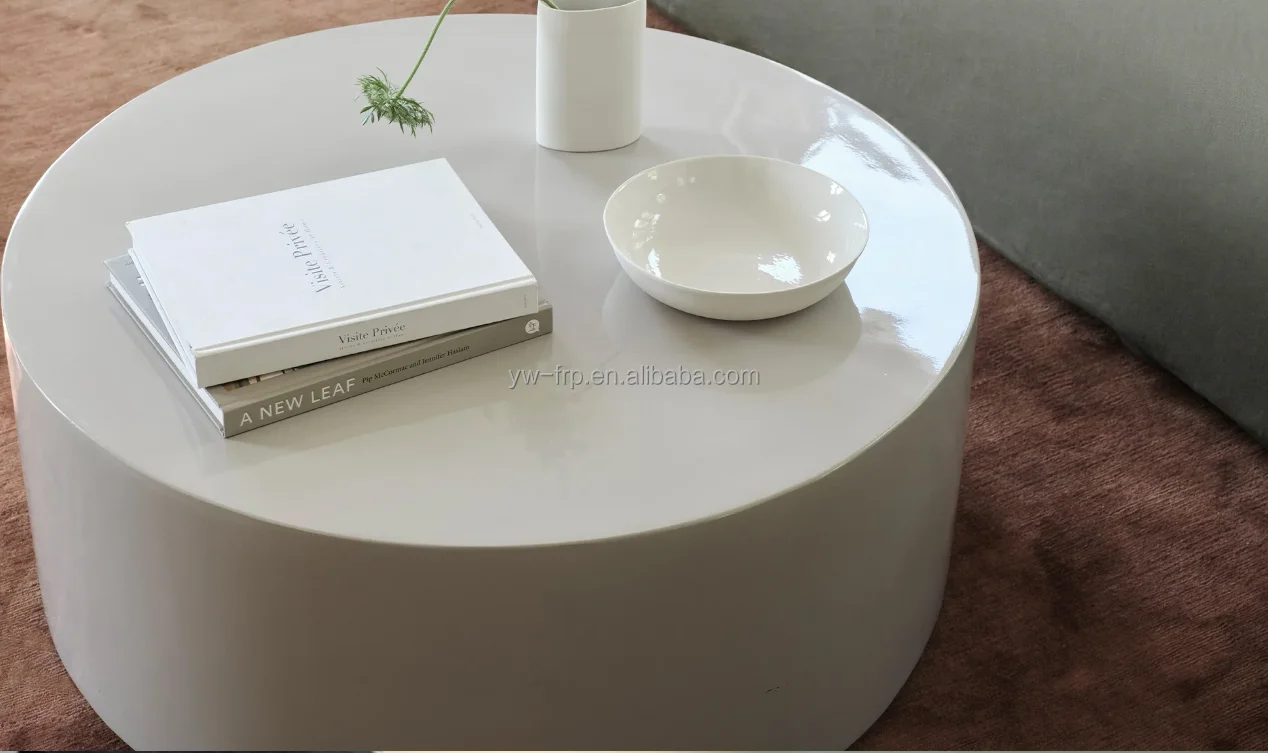 ✿q Modern Round Fiberglass Coffee & Tea Table Metal Design for Hotel Courtyard & Living Room Use