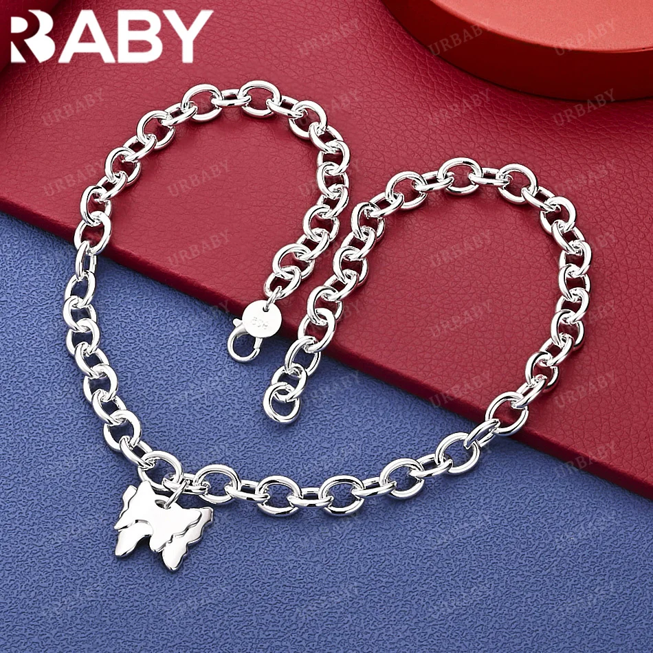 

URBABY 925 Sterling Silver Butterfly Chain Necklace Charm Trend Birthday Gifts Fashion Party Fine Jewelry