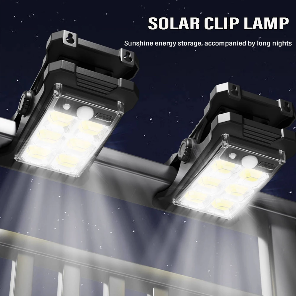 

LED Solar Clip Light Portable Waterproof Body Sensor Solar Lamp Outdoor Courtyard Garden Lamp Patio Home Camping Wall Lights