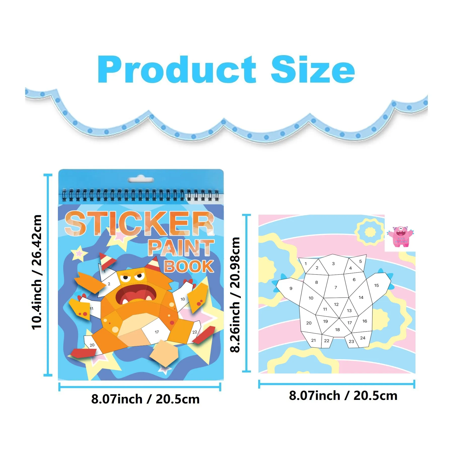 1 Pc Monster Theme Crafts Sticker Painting Books, Sticker with Number，Play Brain Games for Birthday Christmas Holloween Thanksgi