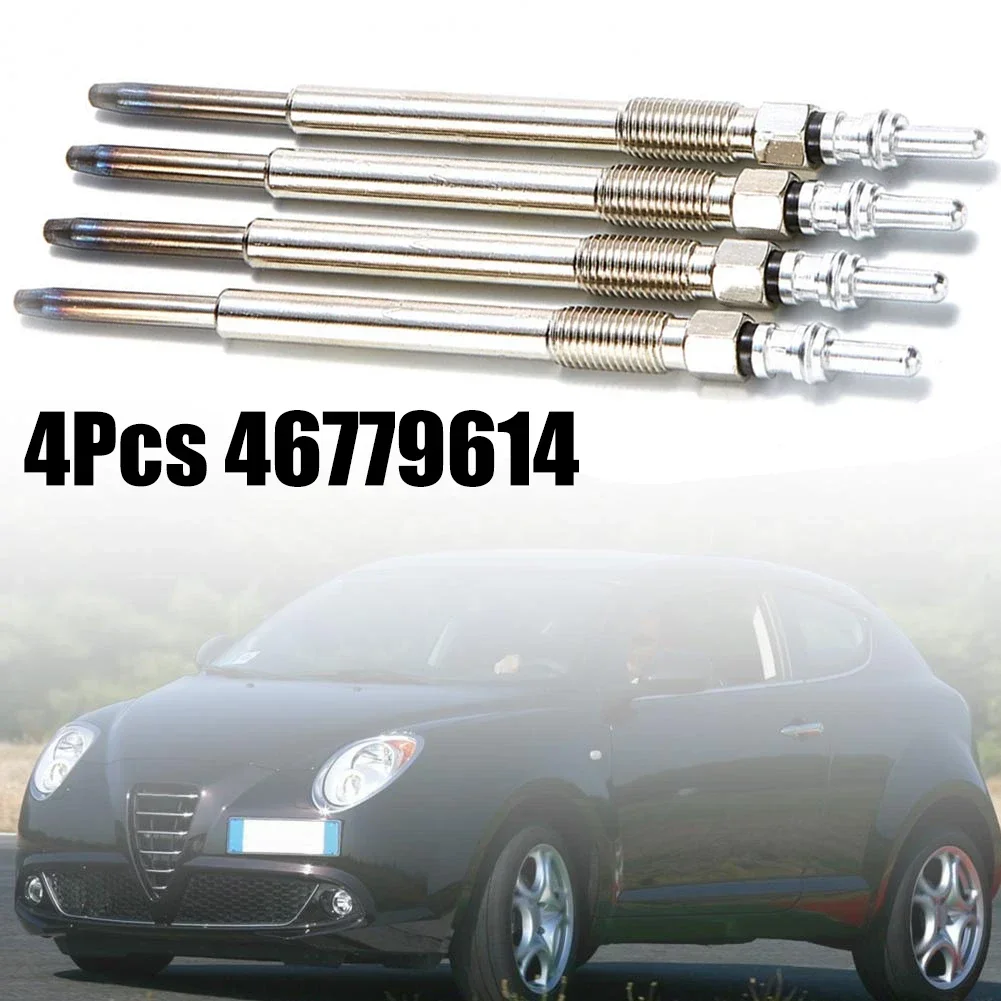 Silver 4Set Metel Car Diesel Heater Glow Plugs For Fiat 1.3 CDTI 46779614  Easy Installation Car Accessories Hight Quailtly