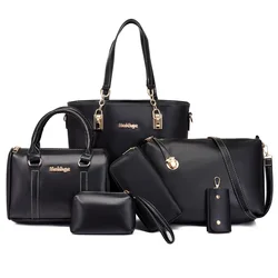 6 pezzi borsa da donna Set moda PU borsa da donna in pelle impermeabile solido Messenger borsa a tracolla borse a portafoglio famoso marchio 2021