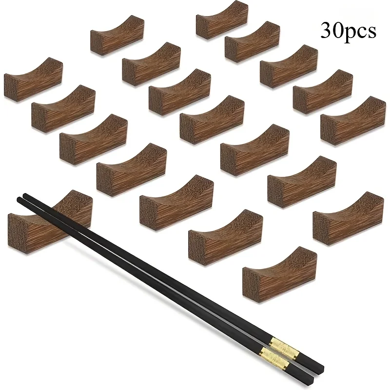 5pcs Natural Wooden Chopstick Rest, Ideal for Home Restaurant Party, Eid Mubarak Gift for Table Setting Decor